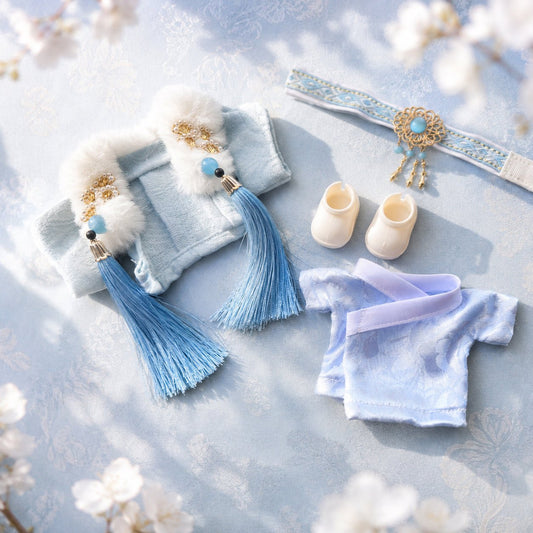Sweet Xianxia Hanfu Outfit for 10cm Dolls – Pink & Blue - Baobaooo Candy House