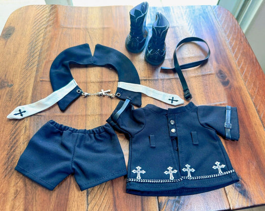20cm Doll Black Priest Outfit – Classic Fantasy Cleric Clothing Set - Baobaooo Candy House