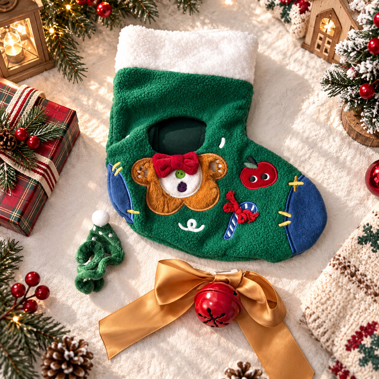 Holiday Stocking Doll Outfit & Tree Ornament for 10cm Dolls 🧦✨