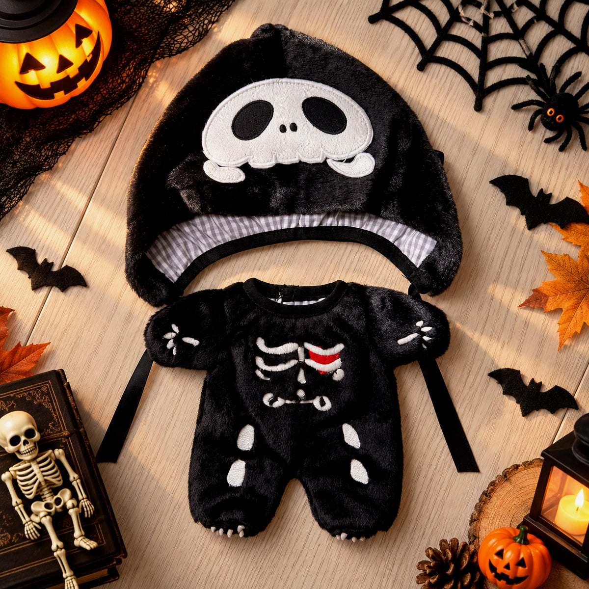 Cute Glow-in-the-Dark Skeleton Outfit for 20cm Dolls 💀✨