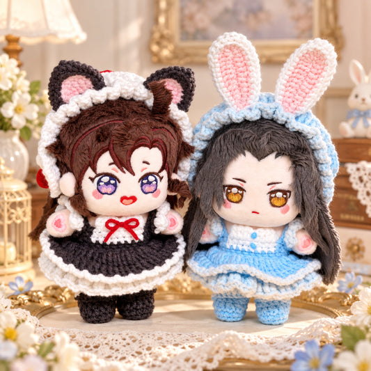 [@syusiaojie] 10cm Handmade Knit Maid Dress Set – Cat & Bunny 🐱🐰🎀