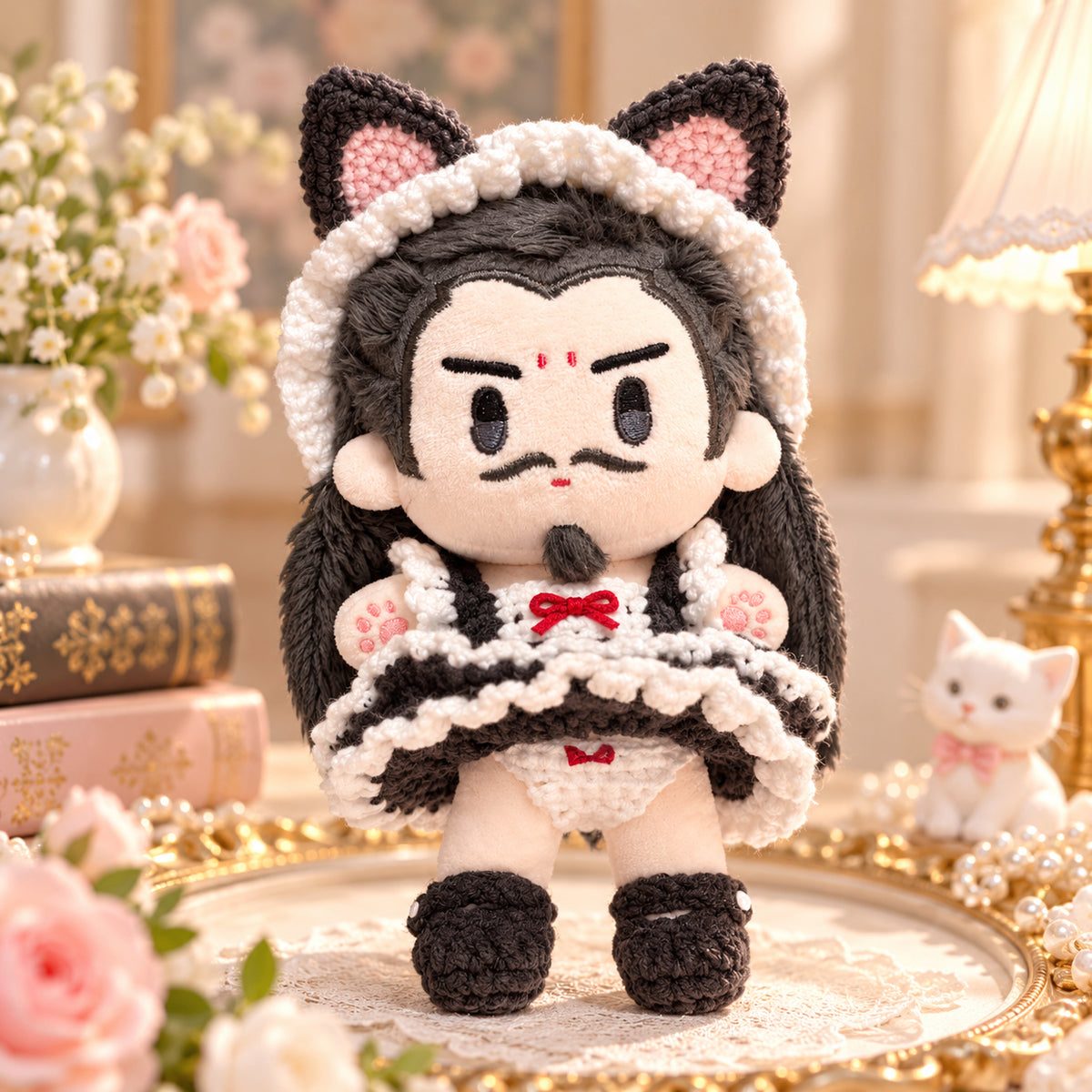 [@syusiaojie] 10cm Handmade Knit Maid Dress Set – Cat & Bunny 🐱🐰🎀