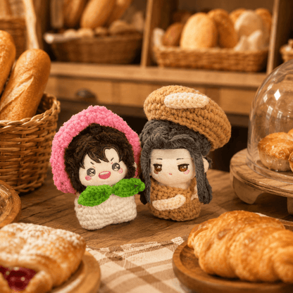 🥖🍑 Baguette & Peach Knit Outfit Set (Includes Both Outfits) | 5cm & 10cm Dolls | Limited Pre-Order - Baobaooo Candy House