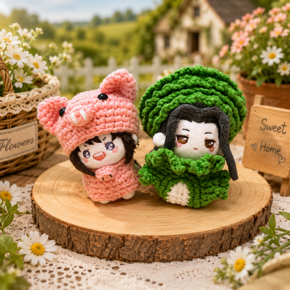 🥬🐷 Cabbage & Piggy Knit Outfit Set (Includes Both Outfits) | 5cm & 10cm Dolls | Limited Pre-Order - Baobaooo Candy House