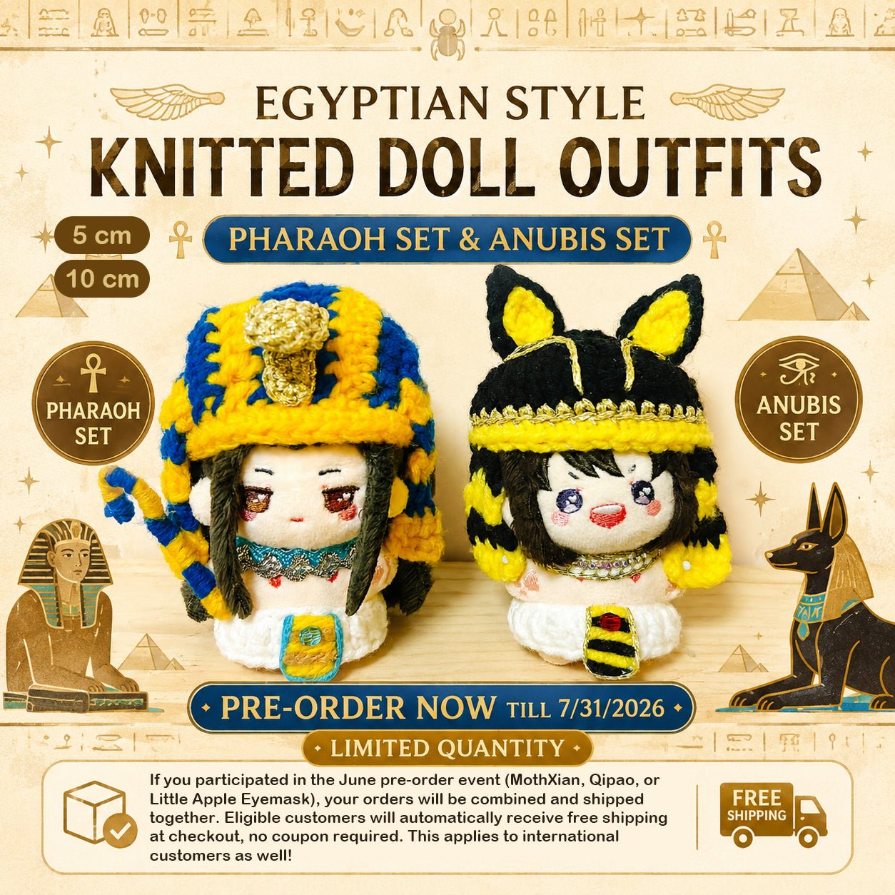 🏺 Egyptian Knit Doll Outfit Set | 5cm & 10cm Dolls | Limited Pre-Order - Baobaooo Candy House