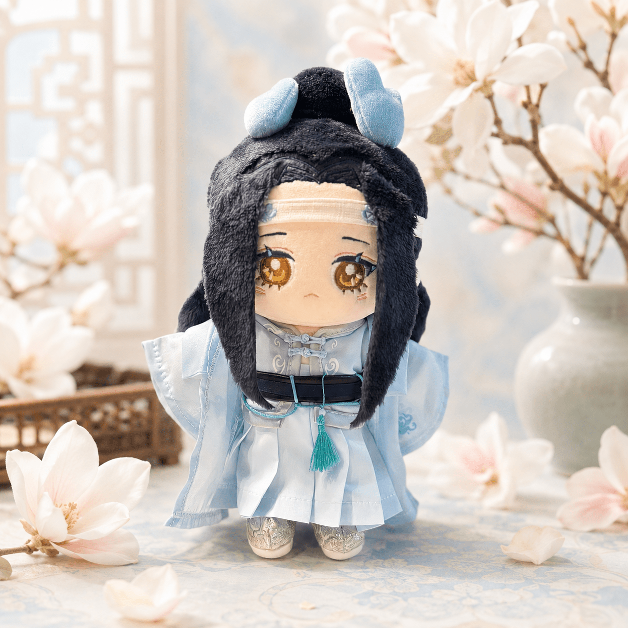 Elegant Blue Chinese-Style Outfit for 20cm Dolls – Mandarin Collar - Baobaooo Candy House