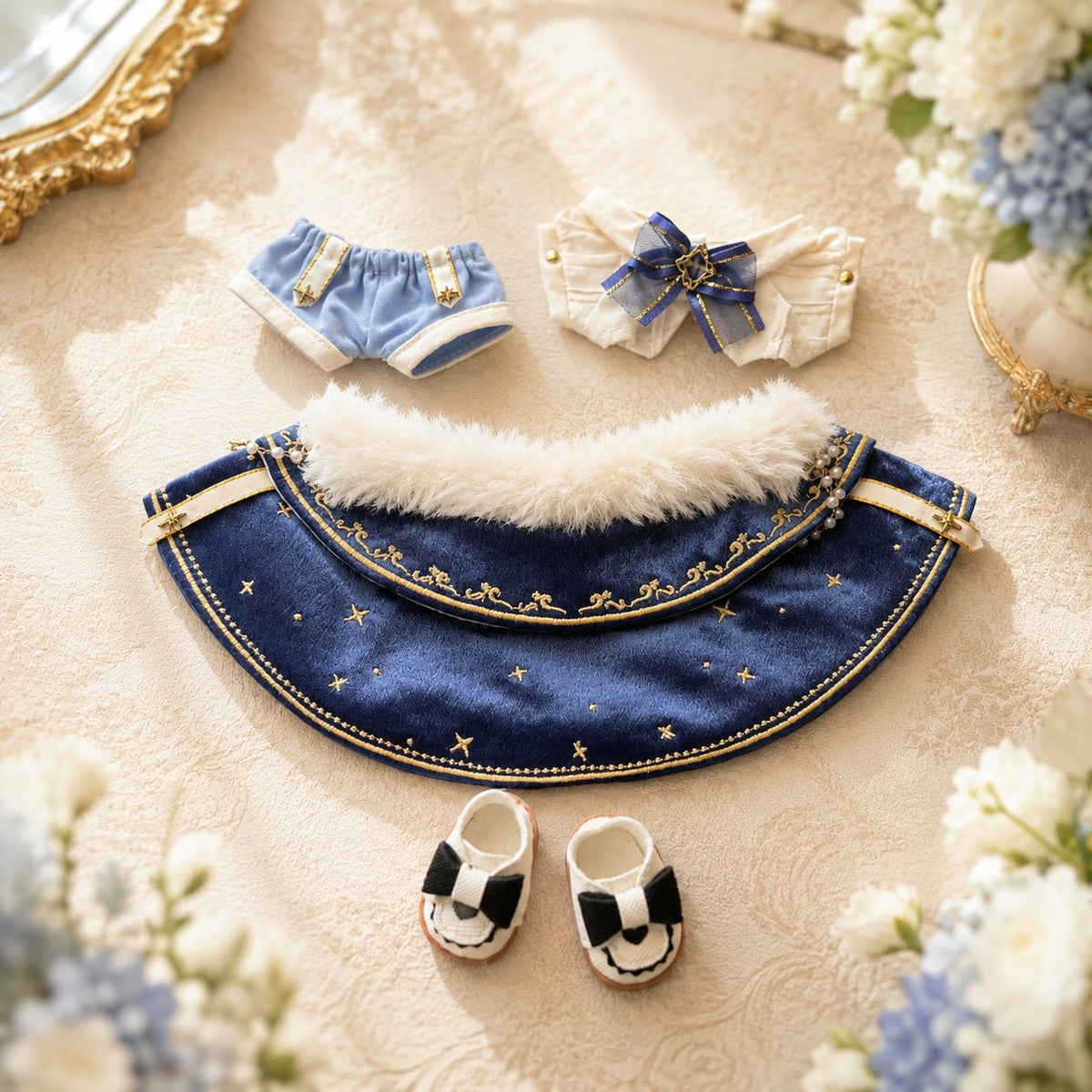Luxurious Ornate Cape Outfit Set for 10cm Dolls – Elegant and Dramatic! - Baobaooo Candy House