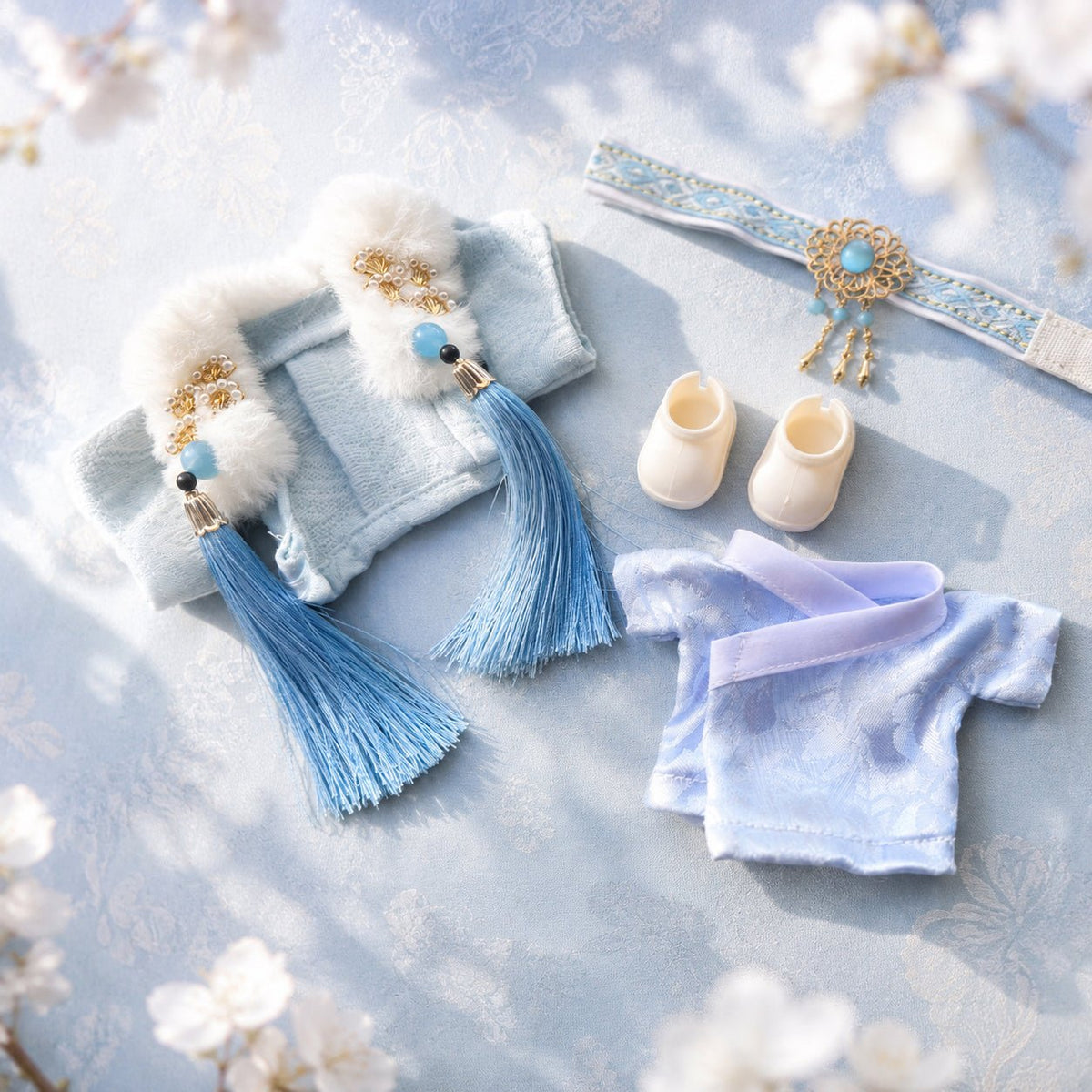 Sweet Xianxia Hanfu Outfit for 10cm Dolls – Pink & Blue - Baobaooo Candy House