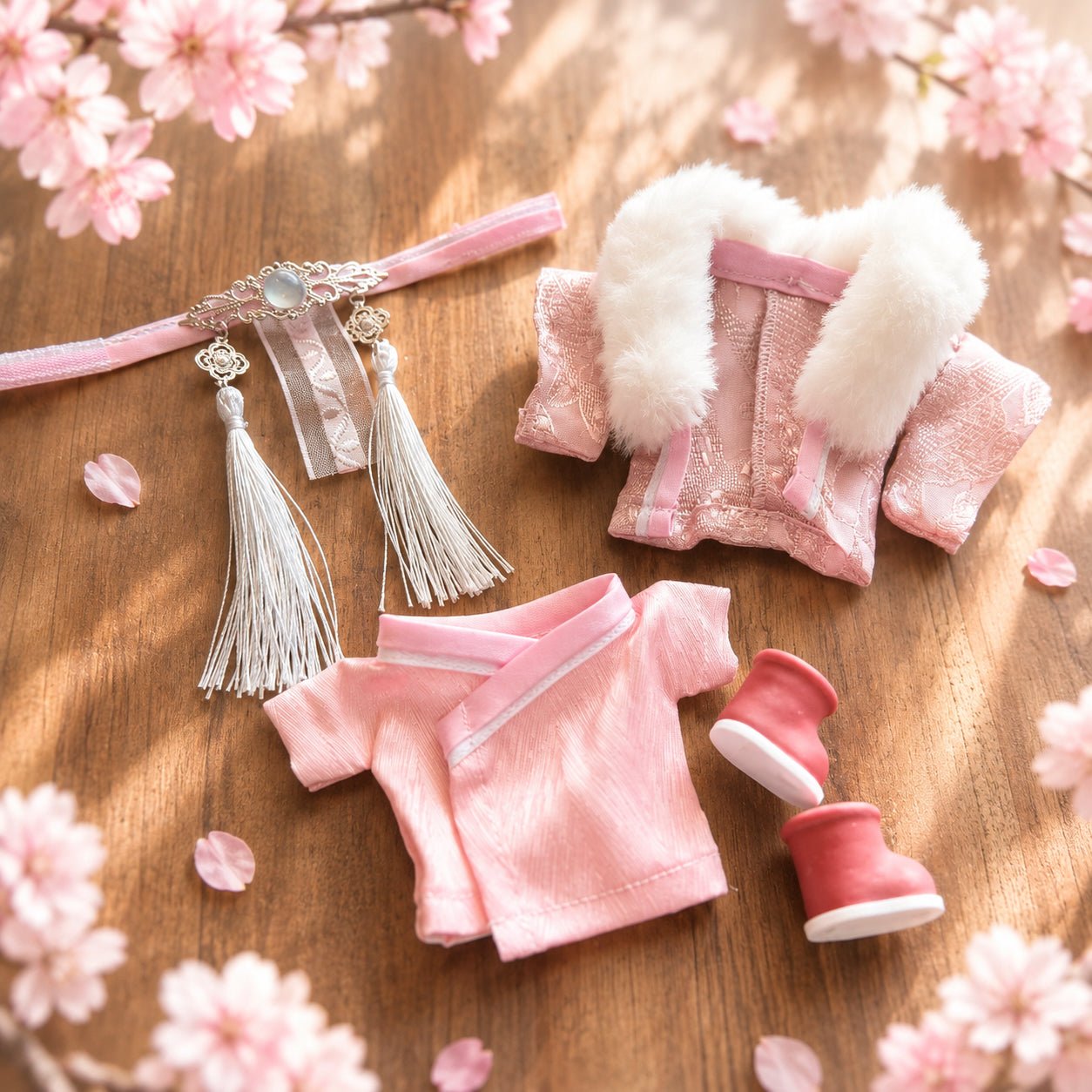 Sweet Xianxia Hanfu Outfit for 10cm Dolls – Pink & Blue - Baobaooo Candy House